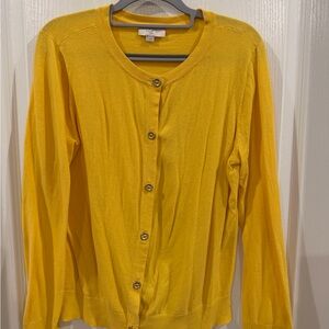 LOFT Yellow Button-Up Cardigan